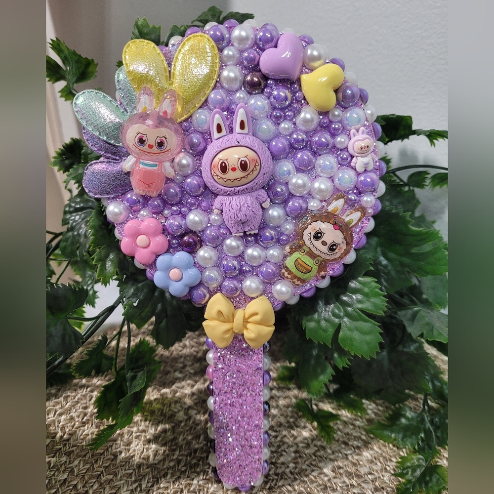 Labubu mirror, handmade, purple.